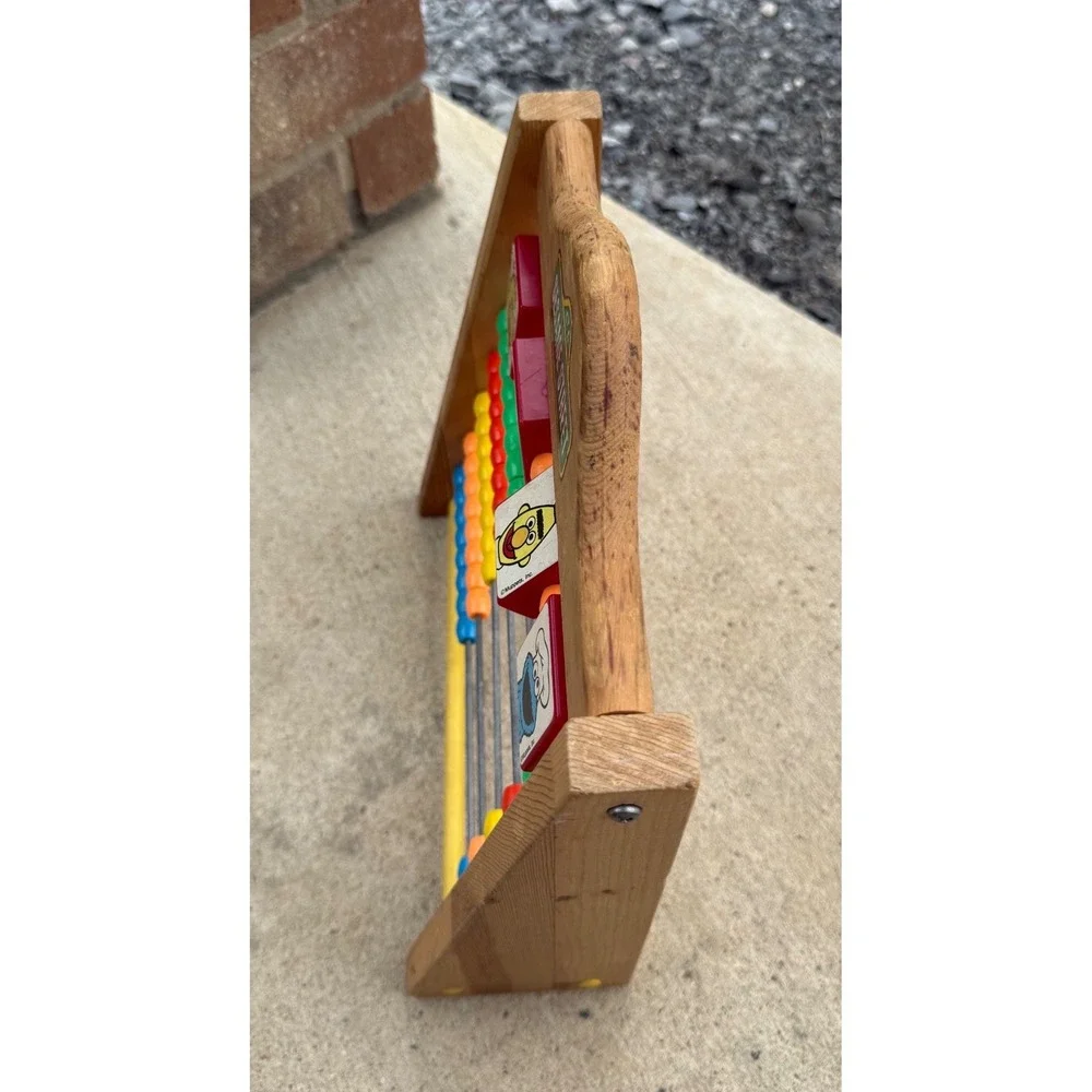 Vintage Sesame Street Wooden Abacus Counting Toy Big‎ Bird Ernie Bert Cookie